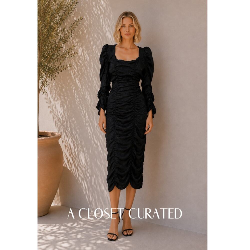 Stella Nova Avery Silk Midi Dress Black Large